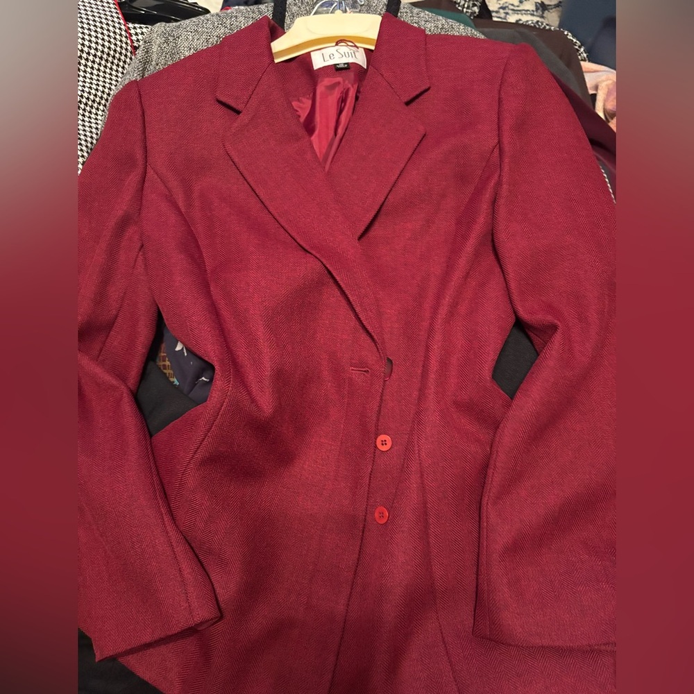Le Suit Red Blazer Tailored Formal Jacket